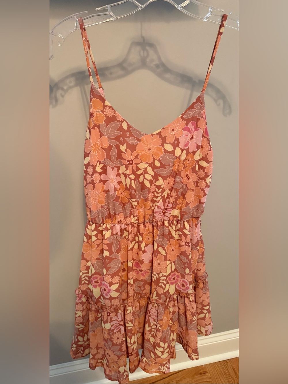 Altar'd State Pink Floral Tiered Dress